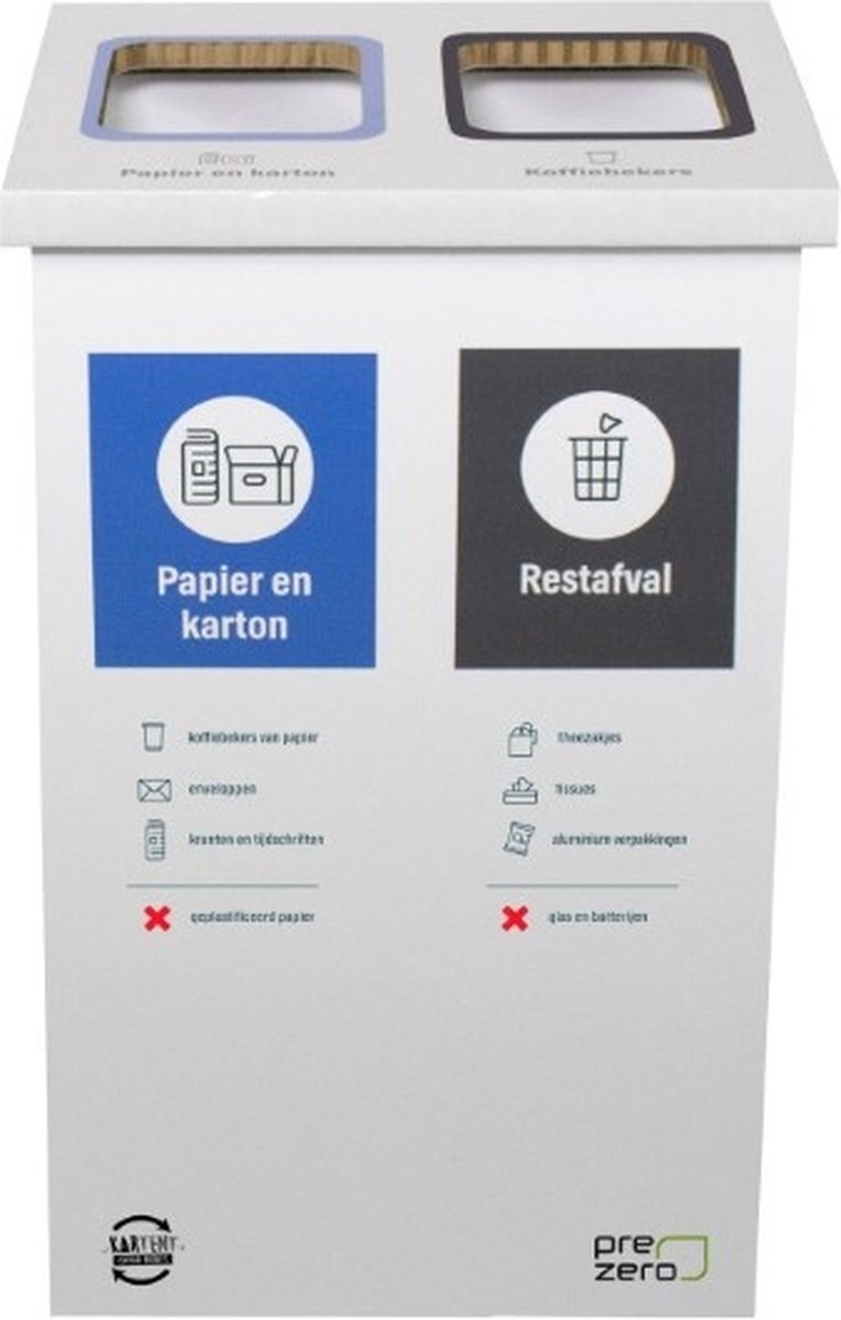 Kartonnen eco bin twee vakken GFT & papier/karton - 60 L prullenbak | Andere bedrukking mogelijk - Kartent