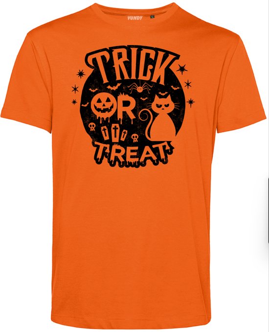 T-shirt Trick Or Treat Cat | Halloween Kostuum Volwassenen | Halloween | Foute Party | Oranje | maat S