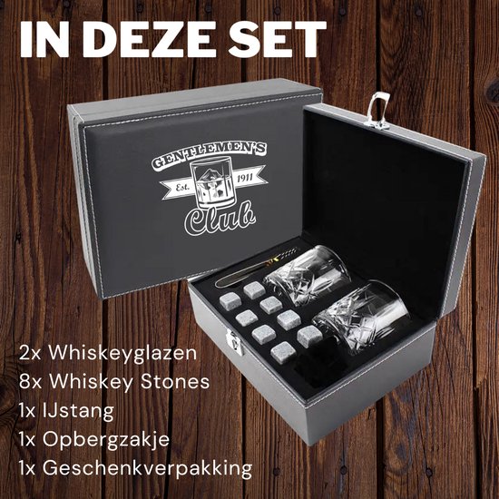 Set Whisky Whisiskey - 2 Verres + 4 Glaçons Réutilisables + Sous-verres + Pince - Cadeau Parfait Amateur Whisky
