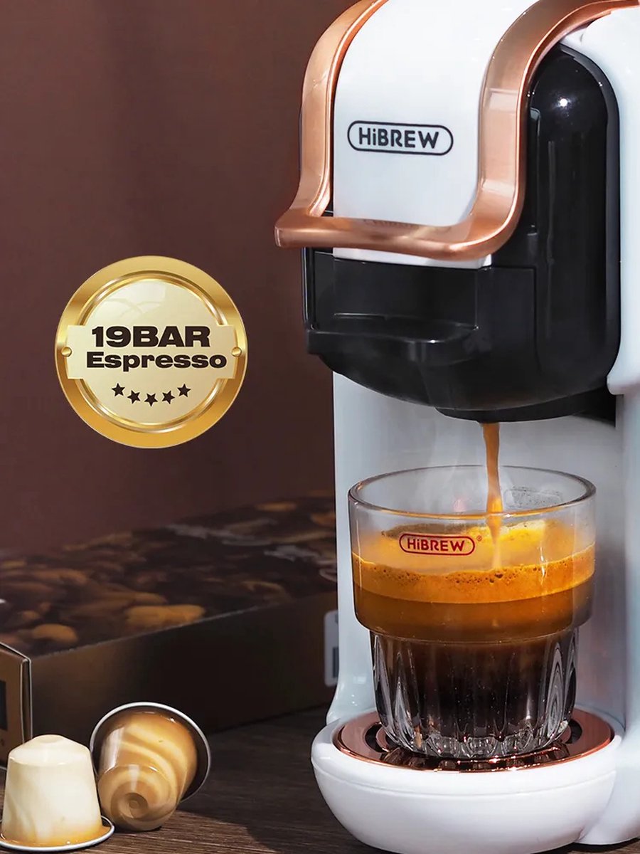 1PC Hibrew Coffee Machine hot&cold 4 in 1, compatible with multi capsules,  19 Bar. For Dolce Gusto and Ground Coffee H1A