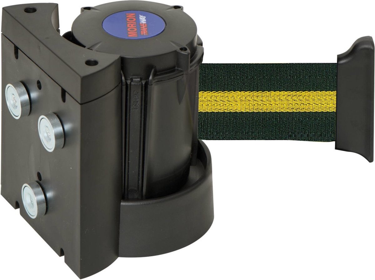 Morion magnetische wandcassette met lint, zwart geel 4 meter