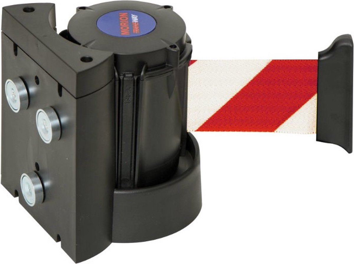 Morion magnetische wandcassette met lint, rood wit 4 meter