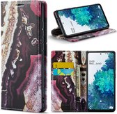 Casemania Hoesje Geschikt voor Samsung Galaxy A52 Magenta Eudialyte - Marmer Portemonnee Book Case