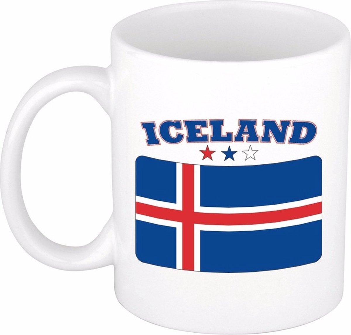 Supporters koffie mok - drink beker - vlag van IJsland - wit - 300 ml - keramiek