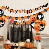 Equivera Halloween Decoratie - 38 Stuks - Balonnen + Slingers + Doek + Andere Decoratie - Halloween Versiering - Halloween Decoratie Buiten