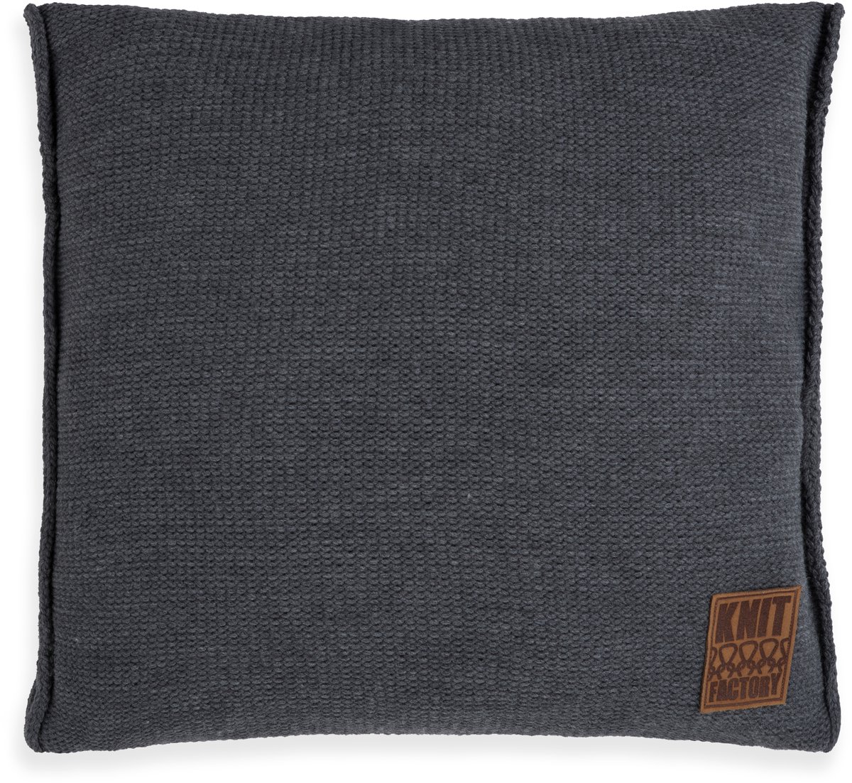 Knit Factory Uni Sierkussen - Vierkant kussen - Kussen woonkamer - Bank kussen - Decoratie kussen - Antraciet - 50x50 cm - Kussenhoes inclusief kussenvulling