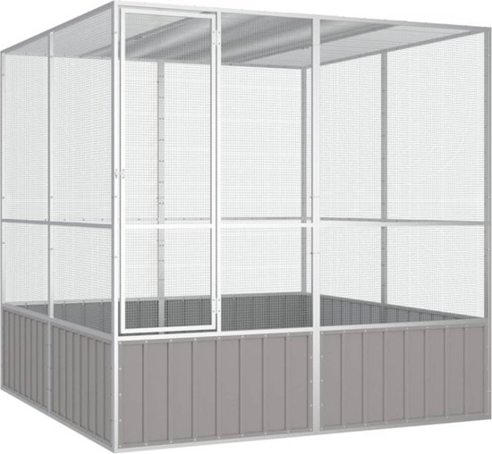 Cage à oiseaux 111x107x211,5 Cm acier galvanisé Grijs