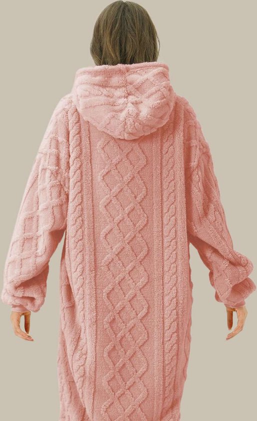 SOPHIE Sweat à capuche surdimensionné - 70x110 cm - Sweat à capuche et couverture en un - pull torsadé extra large avec capuche - Rose Tan - rose