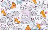 Kawaii Cartoon Hond en Konijn Stickers - Set van 45 - Planner Agenda Stickers - Scrapbookdecoraties - Bujo Stickers - Geschikt voor Volwassenen en Kinderen