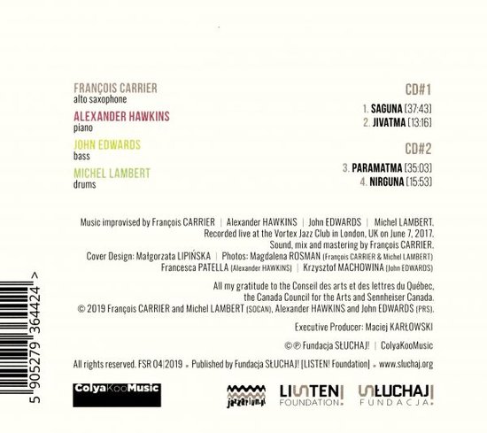 Francois Carrier & Alexander Hawkins & John Edwards & Michel Lambert: Nirguna [CD]