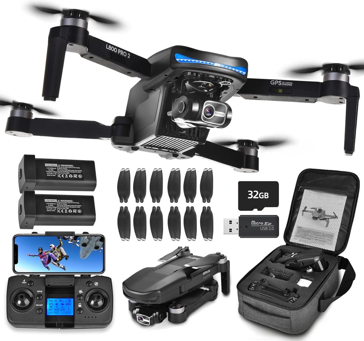 Drone avec caméra 4K HD GPS adulte débutant 5GHz transmission