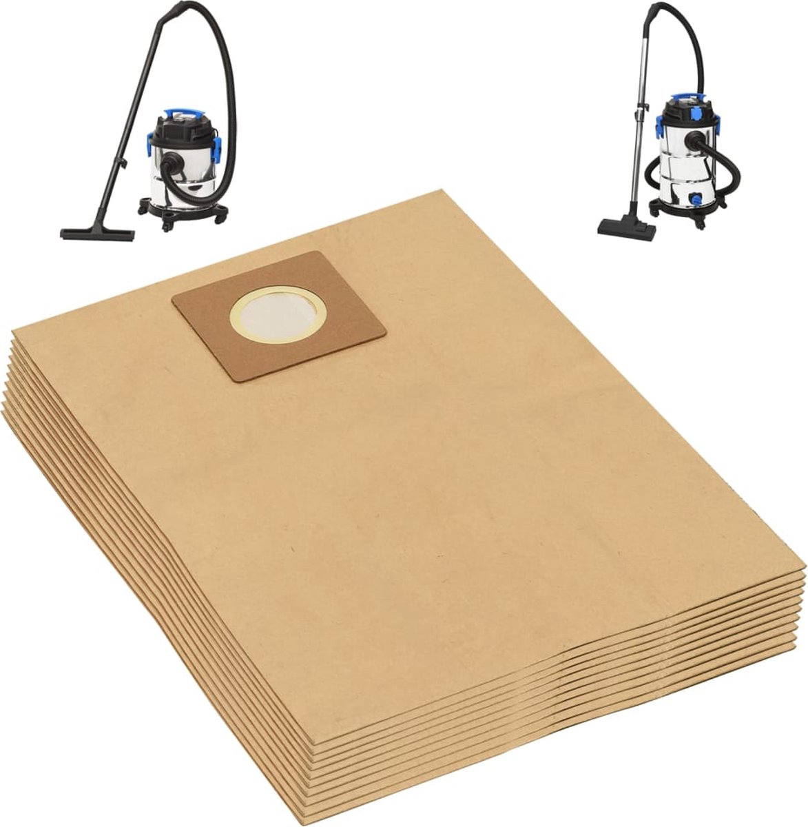 The Living Store Stofzuigerzakken - Nat- en droogzuiger - 20 L / 30 L - Papier - Bruin