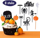 Cupcake Toppers - Plastic - 8 Stuks - Halloween Decoratie - Cupcake Versiering - Bakken