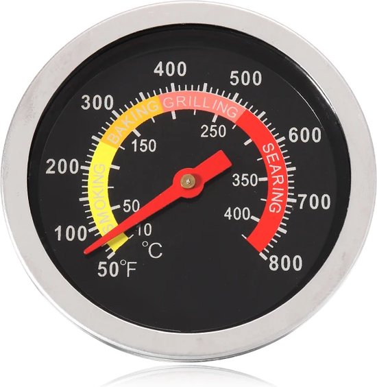 GrillX Monteerbare Barbecue Thermometer - Celsius en Fahrenheit - Inbouw Temperatuurmeter tot 400 °C - BBQ, Smoker & Kamado Accesoires - GrillX