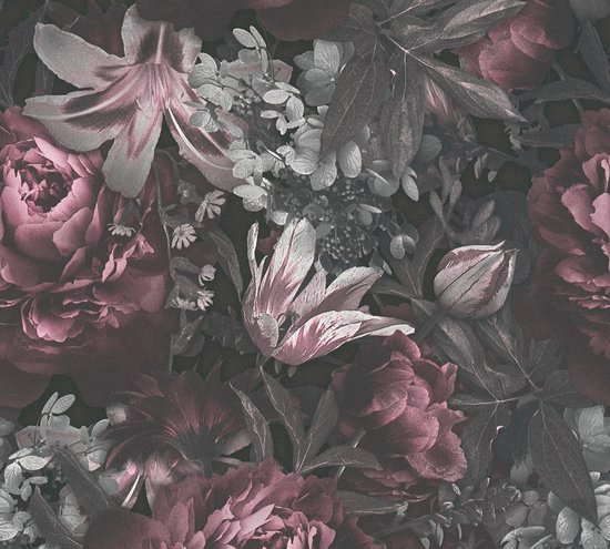 DIVERS PAPIER PEINT FLORAL | Botanique - gris rose noir blanc - AS Création PintWalls II