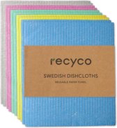 Zweden theedoeken, 10 stuks, 17,1 x 19 cm, herbruikbaar, wasbaar, vaatdoeken, sponsdoeken, spoellappen, keukenlappen, washandjes, kleurrijk