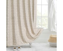 Floraweg douchegordijnen voor badkamer linen kleur kraam douchegordijn, wasbaar waterdichte 180X200cm -Beige