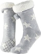 Apollo -Apollo - Huissok met fake fur - Grijs - Maat 36/41 - Huissok - Fluffy sokken - Slofsokken anti slip - Anti slip sokken - Warme sokken - Winter sokken