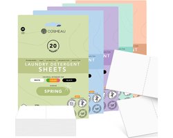 Cosmeau Proefpakket 6x20 Wasmiddeldoekjes Wasstrips 120 Wasbeurten - Lentefris - Lavendel - Zeebries - Kersenbloesem - Wilde bossen - Wolkendek - Wasvellen - Wasmiddel - Detergent Sheets - Wasdoekjes