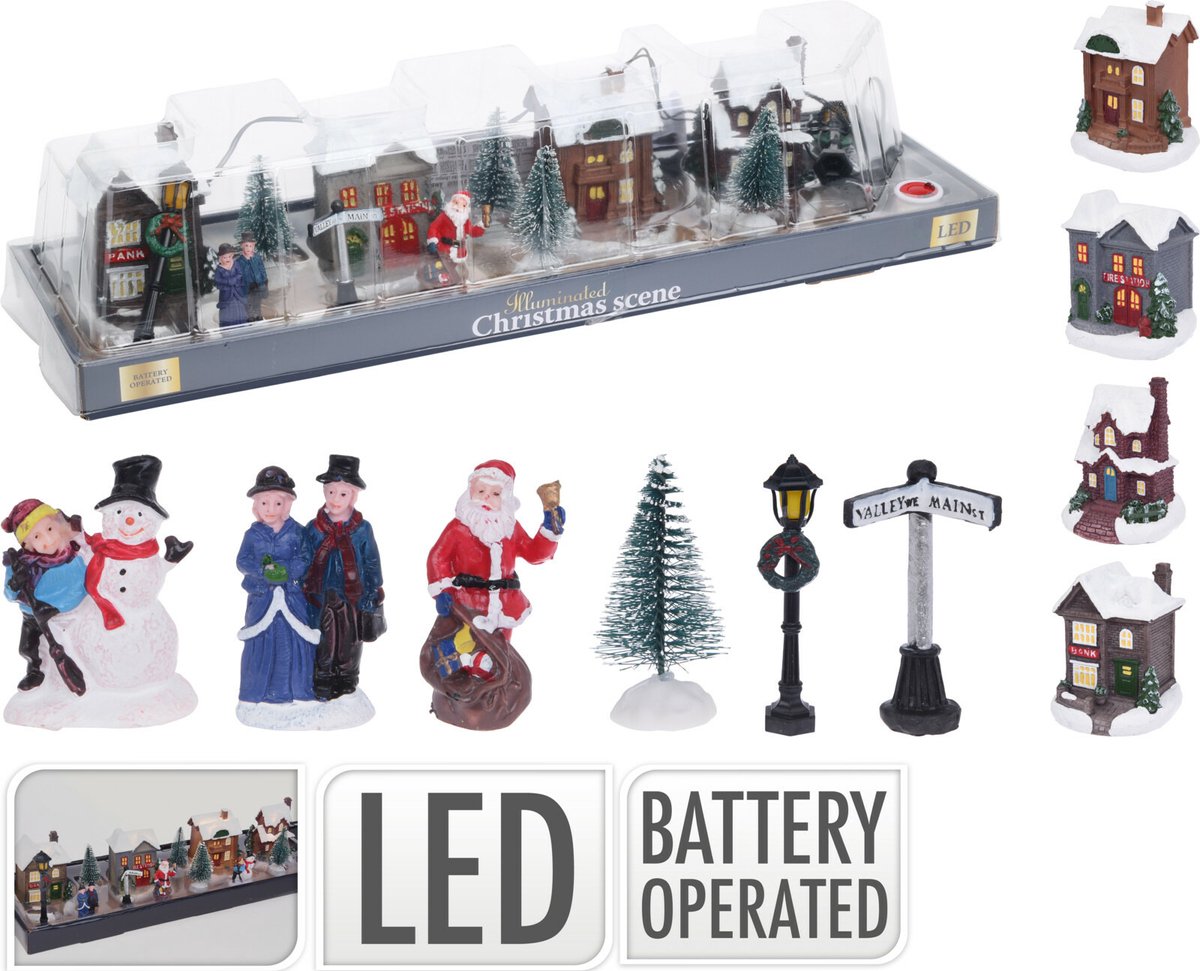 Christmas Decoration - Kerstdorp Accessoires - figuurtjes/huisjes - 14 stuks – foto 7