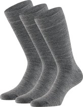 Apollo - Merino Wolllen sokken - Unisex - Antipress - 3-Pak - Midden Grijs - Maat 43/46 - Diabetes sokken - Sokken zonder elastiek - Naadloze sokken