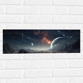 Muursticker - Ruimte - Planeten - Lijnen - Kleuren - 60x20 cm Foto op Muursticker