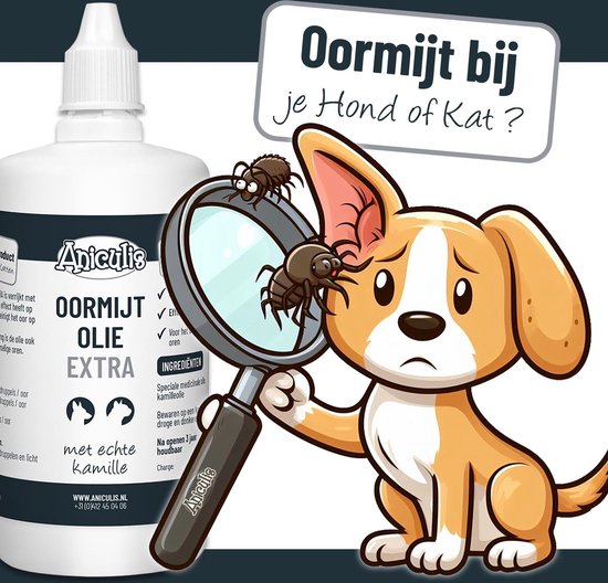 Aniculis Oormijt olie EXTRA voor honden en katten (110ml) Met rustgevende kamille... bol