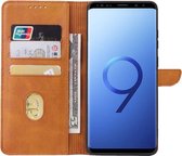 Smartphonica Samsung Galaxy S9 kunstleren hoesje met lipje en pashouders – Bruin / Kunstleer / Book Case geschikt voor Samsung Galaxy S9