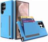 Coque Smartphone Samsung Galaxy S22 TPU solide avec porte-cartes - Blauw / Coque Arrière