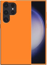 Smartphonica Siliconen hoesje voor Samsung Galaxy S23 Ultra case met zachte binnenkant - Oranje / Back Cover geschikt voor Samsung Galaxy S23 Ultra