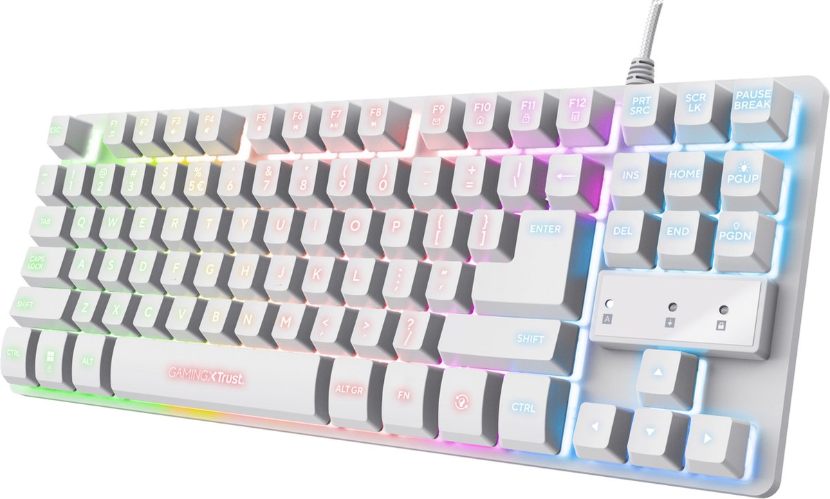 Trust GXT 833W Thado - Gaming Toetsenbord - TKL - RGB - Bedraad - QWERTY US - Wit — cadeau in Gadgets - foto 6