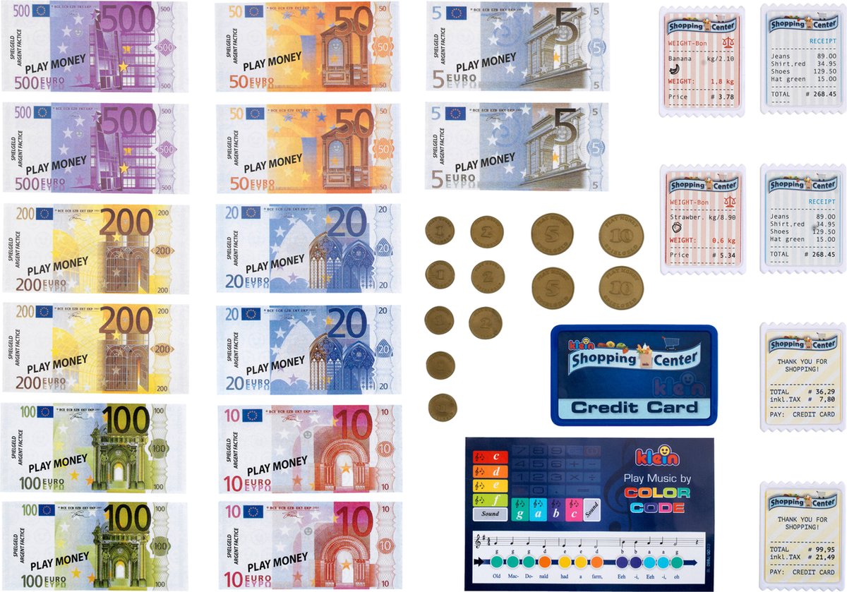 Klein Toys - speelgoed kassa - incl. geluidseffecten, speelgoed munten, biljetten en credit card - meerkleurig — afbeelding 7
