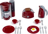Klein Toys Bosch speelgoedkeukenaccessoireset groot ontbijtset - incl. broodroorster, waterkoker en meer - rood