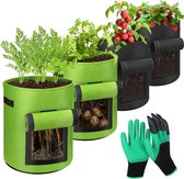 Sac pour plants de pommes de terre, set de 4 pièces, 40 litres, sacs pour plants en feutre, avec poignées robustes, pour balcon, terrasse et jardin