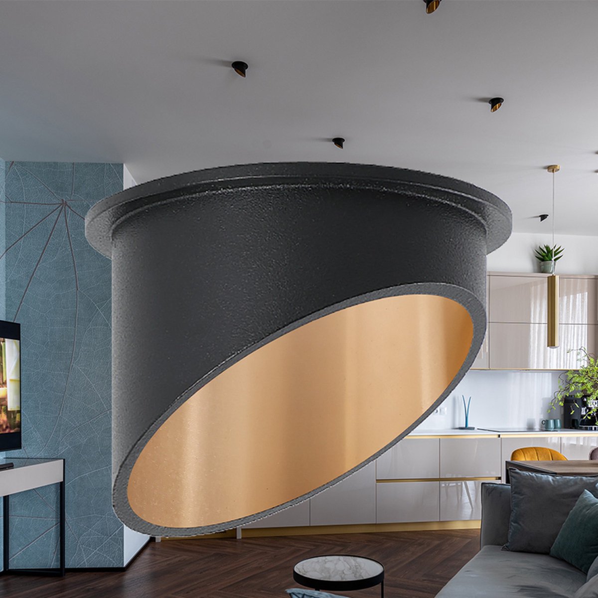 BRAYTRON ALFA Inbouwspot Rond Zwart/ Goud DOWNLIGHT