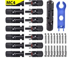 MC4-stekkers - 8 paar - PV connector met schroefsleutel - zonnepaneelsystemen - zonnepaneel-adapter