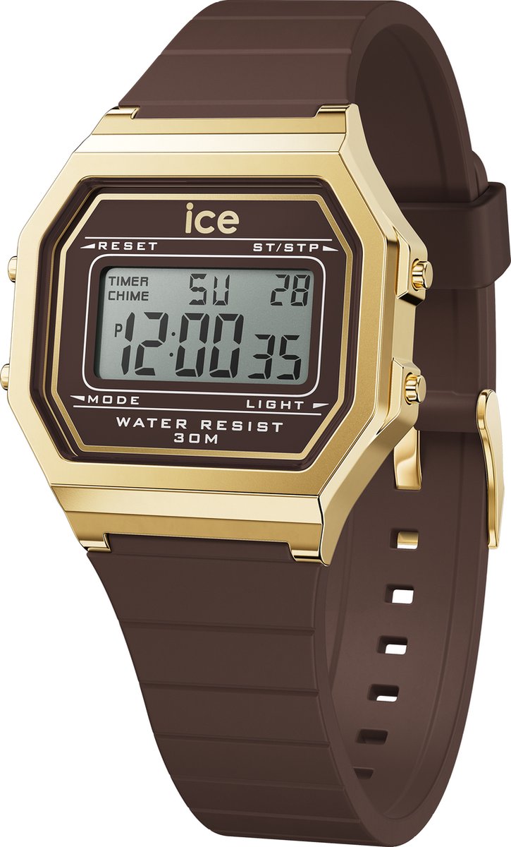 Ice Watch Ice Digit Retro - Brown Cappuccino 022065 Horloge - Siliconen - Bruin - Ø 34 mm