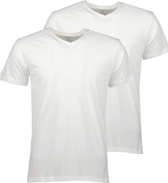 Jac Hensen 2 Pack T-shirt - Col en V- Wit - 5XL Grandes Tailles