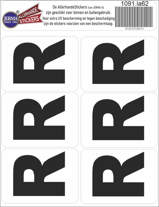 Tripple R Sticker Plakletter R, set 6 stickers | bol