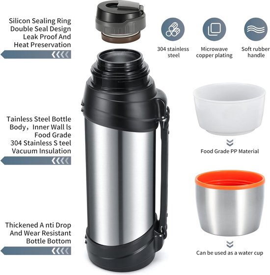 Bouteille Thermos 2,5L – Acier Inoxydable – Garde Au Chaud 36h / Froid 24h