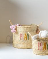 Opbergmanden - set van 2 - roze - kinderkamer - Speelgoedmand - decoratie - geboortegeschenk - cadeau - kinderkamer - opberger - palmbladeren - decoratie - maatwerk - handgemaakt - play
