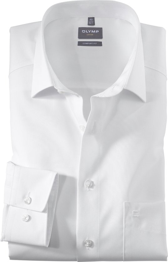 OLYMP Luxor comfort fit overhemd - wit - Strijkvrij - Boordmaat: