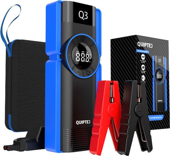 Quipted 6-in-1 jumpstarter – 2000a & 20000mah - jumpstarter voor auto - compressor bandenpomp - 12v starthulp - incl. Opbergtas & accessoires