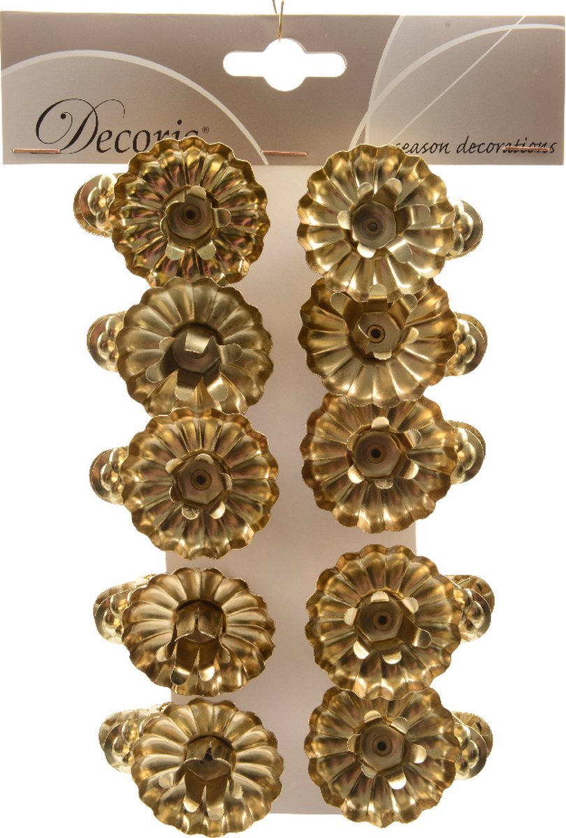Snowflake Kerstboomkaarshouders goud 10 stuks
