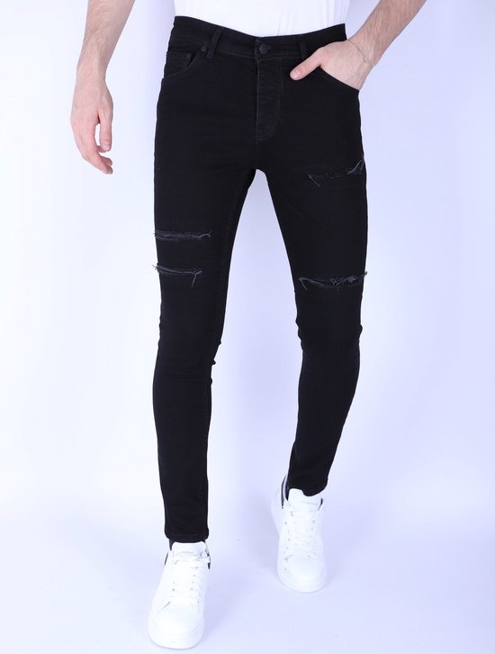 Ripped Gescheurde Jeans Heren - Slim Fit -1092- Zwart