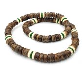 No Evil kralenketting AMAZONE voor mannen met 8mm kokoskralen bruin wit en groen