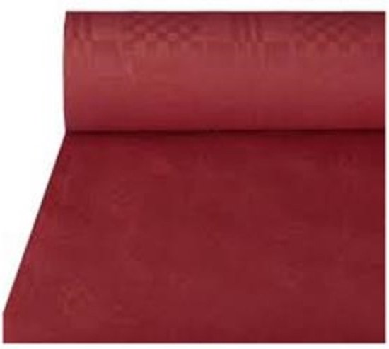 Damast tafelkleed papier118cmx8m bordeau