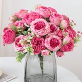 Kunstbloemen, 3 stuks kunstmatige pioenroos nep-roos zijden hortensia voor decoratie, roze realistische bloemstukken, tafeldecoratie, bruidsboeketten voor feest, huisdecoratie