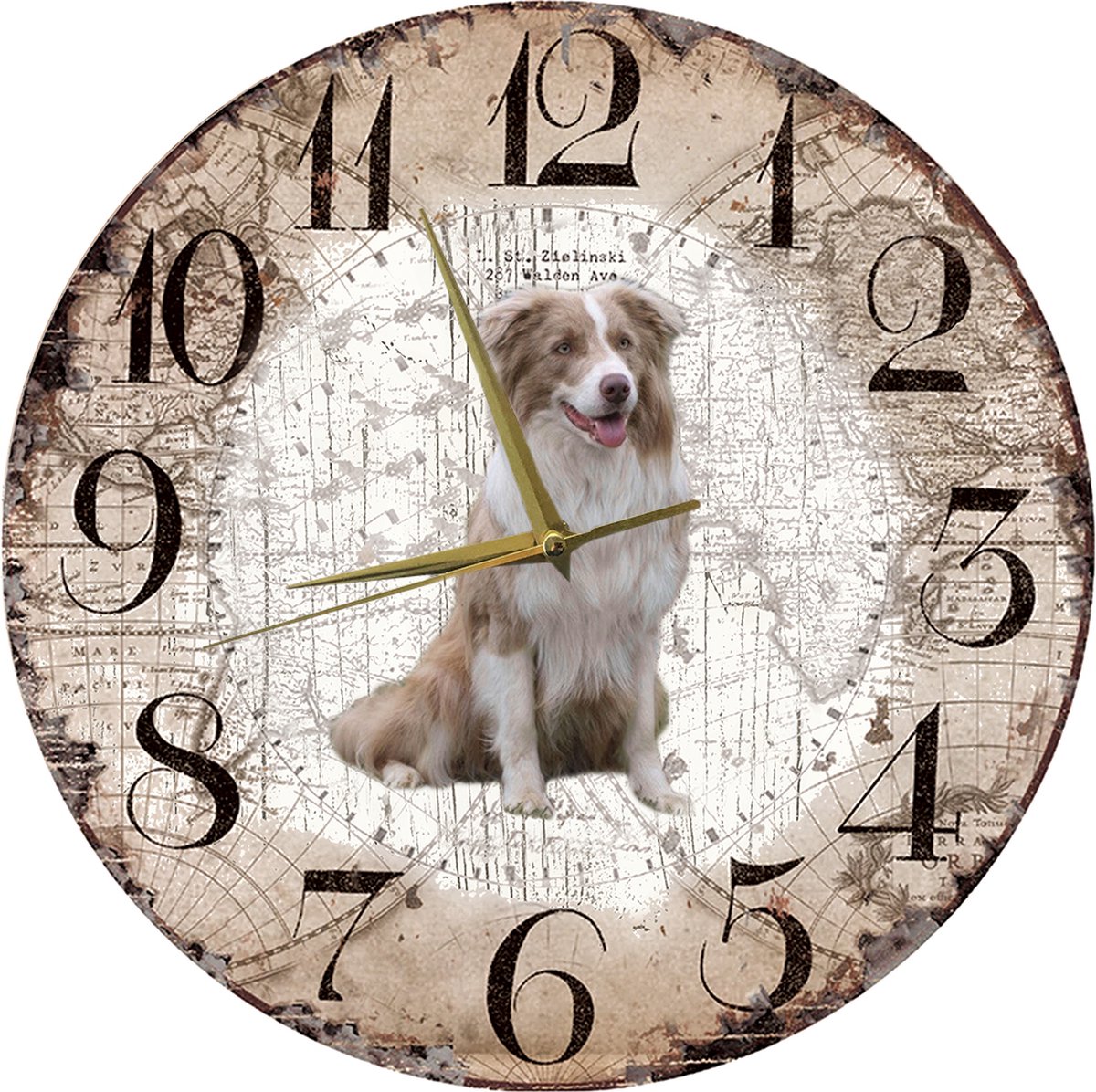 Houten Klok - 30cm - Hond - Border Collie