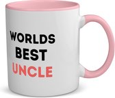Akyol - worlds best uncle koffiemok - theemok - roze - Oom - de beste oom - verjaardagscadeau - verjaardag - cadeau - cadeautje voor oom - oom artikelen - kado - geschenk - gift - 350 ML inhoud